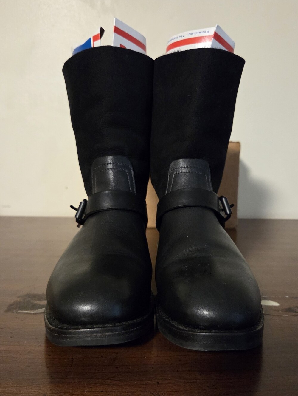 Rag & Bone Oliver Black Leather Suede Shearling Moto Boots Womens Sz 37.5 US 7.5 - Picture 3 of 13